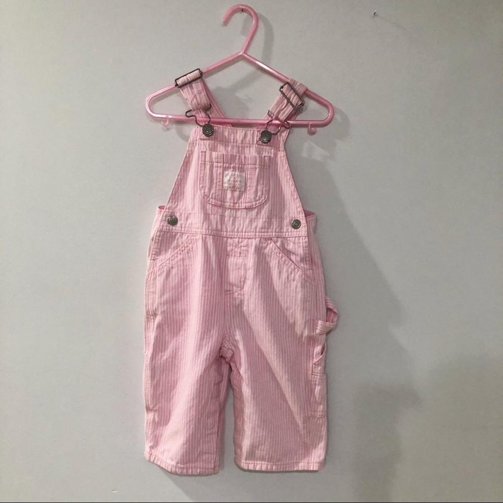Pink and White Stripe Overalls Lakin McKey Girl